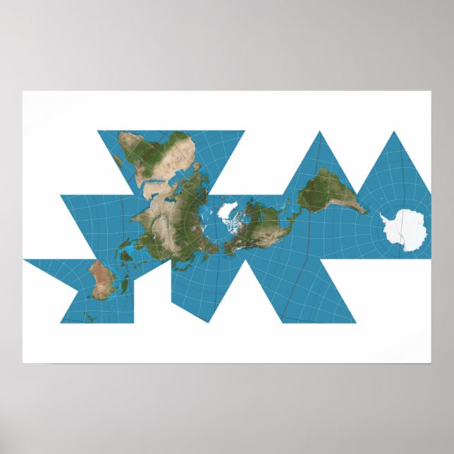 Poster Mapa mundial Dymaxion ou projeção do mapa mundial  (Frente)