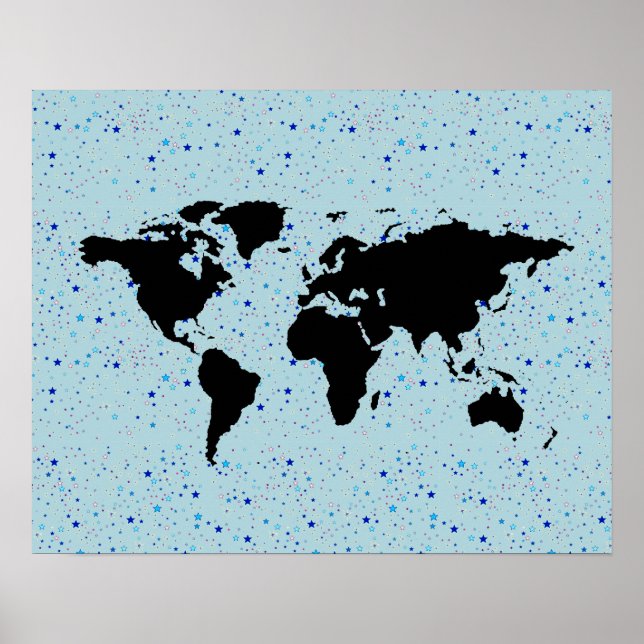 Poster mapa mundial e as estrelas (Frente)
