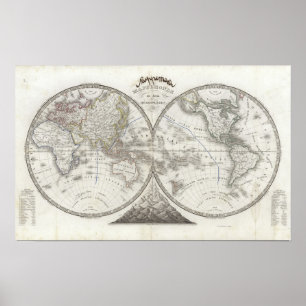 Poster Mapa Mundial em 2 Hemisférios