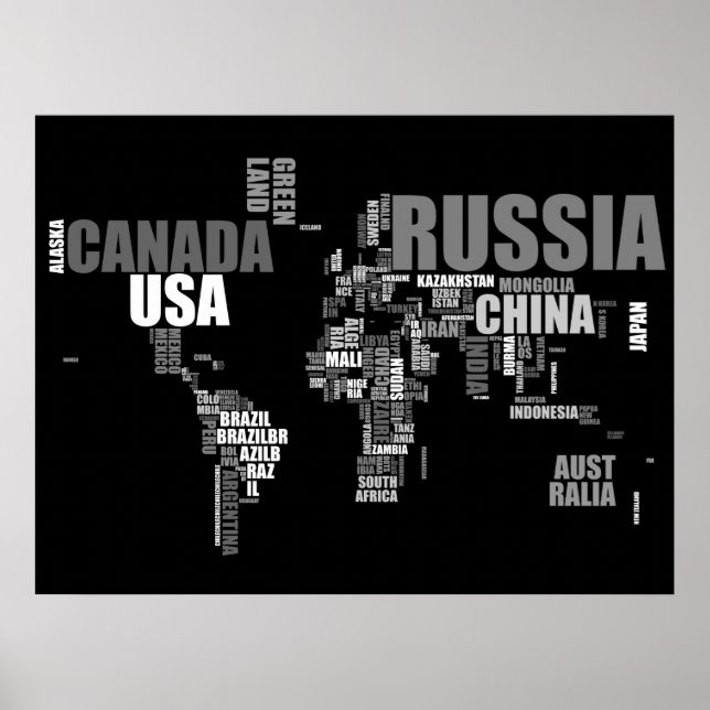 Poster Mapa Mundial em Palavras (Frente)