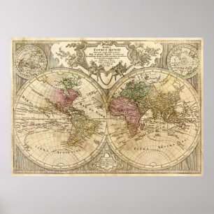 Pôster Mapa Mundial Mappa Totius Mundi (1775)