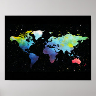 Pôster Mapa Mundial no Espaço