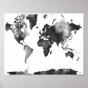 Pôster MAPA MUNDIAL PRETO e BRANCO
