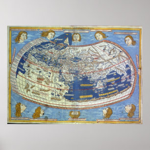 Pôster Mapa Mundial Ptolemaico