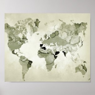 Poster Mapa Mundial Verde Claro Design 123