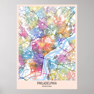 Poster Mapa municipal de Filadélfia dos EUA