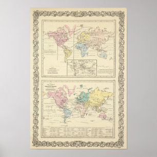 Pôster Mapa na cor do mundo
