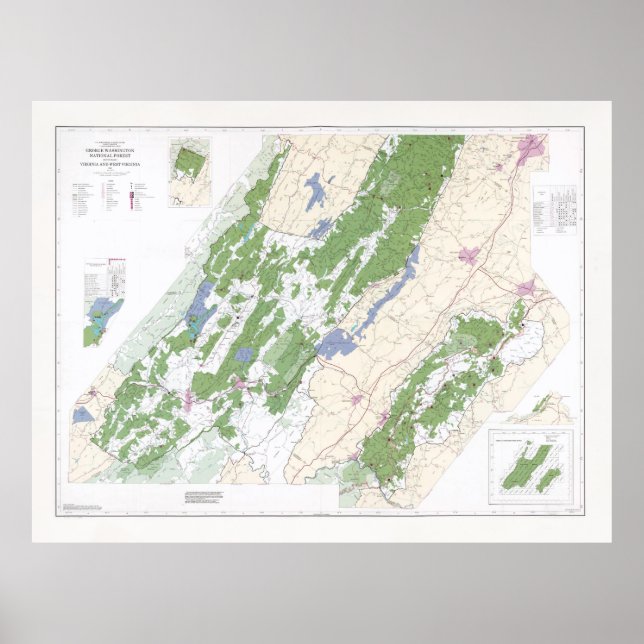 Poster Mapa Nacional das Florestas de George Washington ( (Frente)