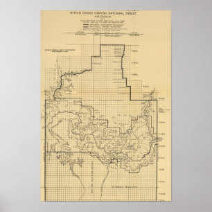 Pôster Mapa nacional de ParkPanoramic do Grand Canyon