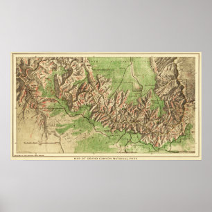 Poster Mapa nacional de ParkPanoramic do Grand Canyon