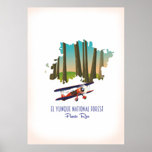 Poster Mapa nacional de Porto Rico da floresta El yunque