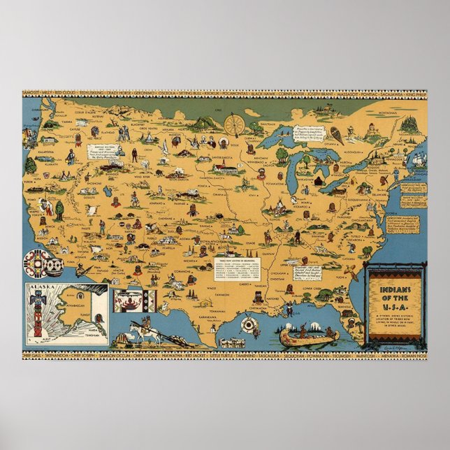 Poster Mapa Nativo da Tribo Americana (Frente)