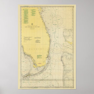 Poster Mapa náutico da carta do vintage de Florida