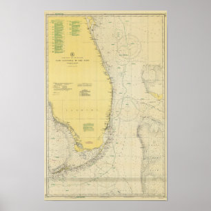 Poster Mapa náutico da carta do vintage de Florida