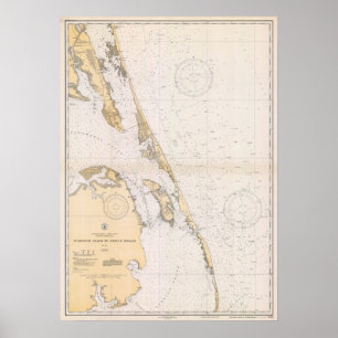 Poster Mapa náutico de bancos exteriores, North Carolina