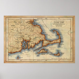 Poster Mapa náutico de Cape Cod