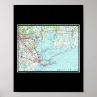 Mapa náutico de Vintage Galveston Bay Tx (1975)
