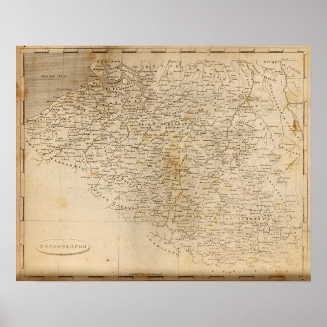 Pôster Mapa neerlandês de Arrowsmith (Frente)