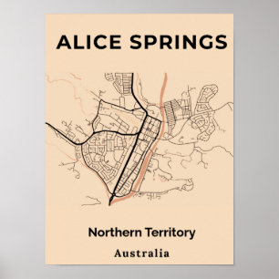 Poster Mapa Negro Laranja Minimalista de Alice Primavera