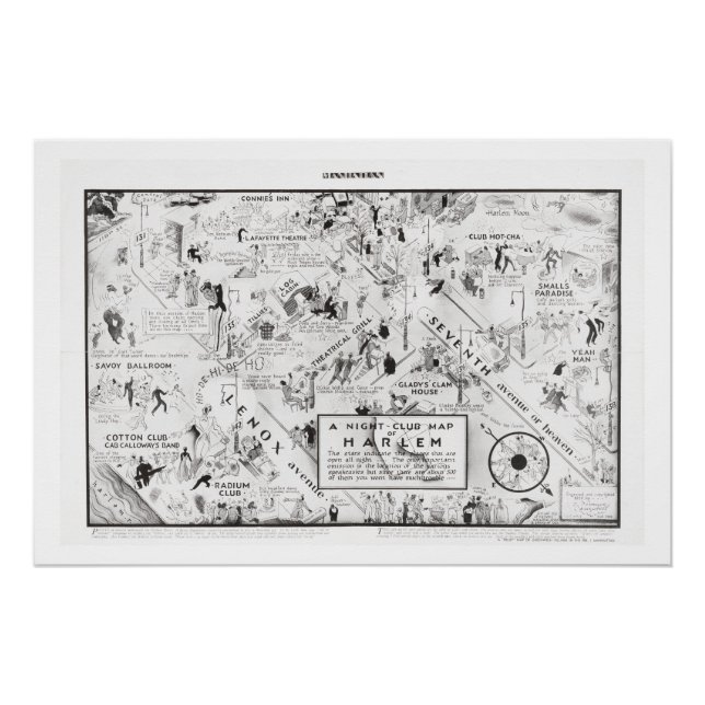 Pôster Mapa noturno do Harlem, 1933 (Frente)