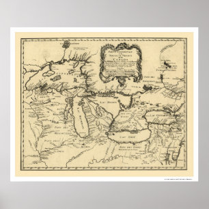 Pôster Mapa novo 1755 de France Canadá