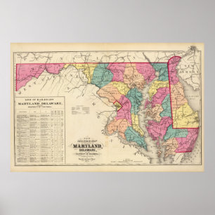 Pôster Mapa novo da estrada de ferro dos estados de