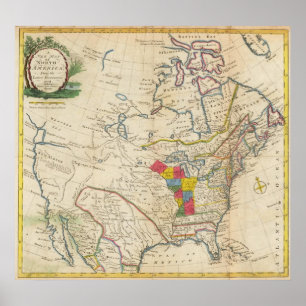 Pôster Mapa novo de America do Norte