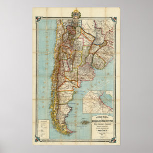 Pôster Mapa novo de Argentina