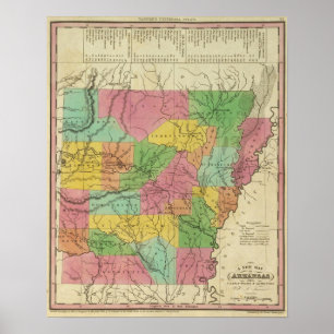Pôster Mapa novo de Arkansas