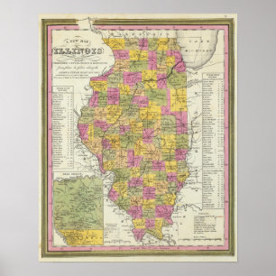 Poster Mapa novo de Illinois