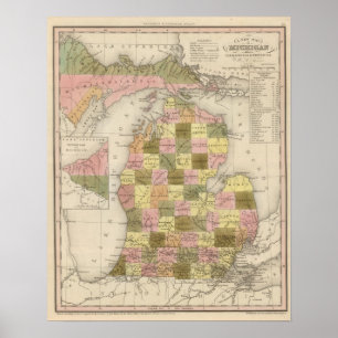 Poster Mapa novo de Michigan