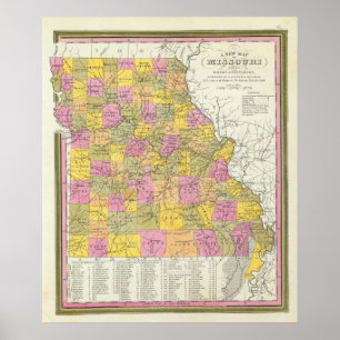 Pôster Mapa novo de Missouri