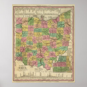 Pôster Mapa novo de Ohio 2