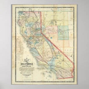 Poster Mapa novo dos Estados da Califórnia