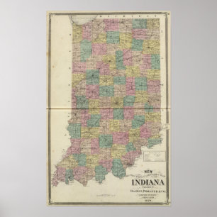 Poster Mapa novo secional e do distrito de Indiana