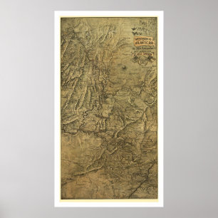 Pôster Mapa ocidental & atlântico 1887 da estrada de