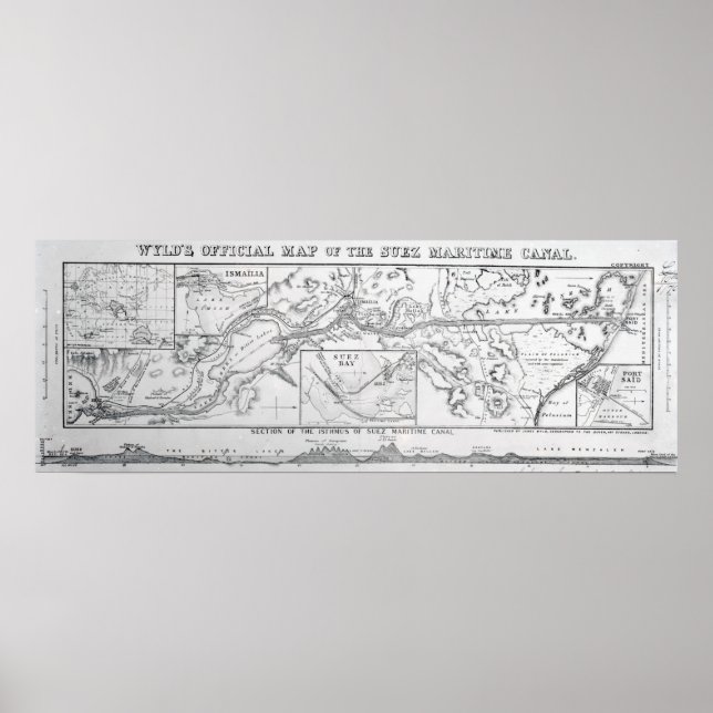 Pôster Mapa Oficial do Canal Marítimo de Suez do Wyld (Frente)