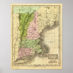 Pôster Mapa oriental de Olney dos estados