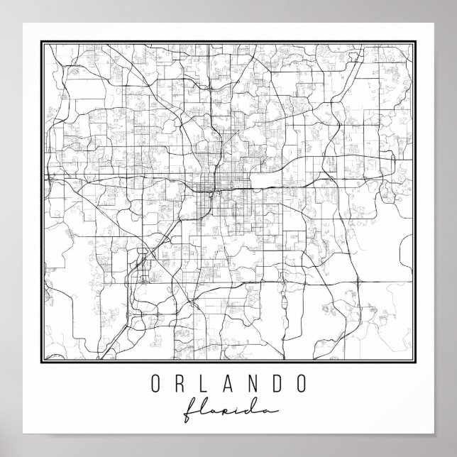Poster Mapa Orlando na Flórida (Frente)