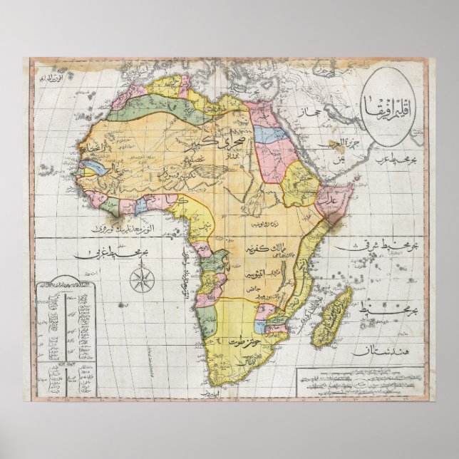 Poster Mapa otomano de África (1803) (Frente)