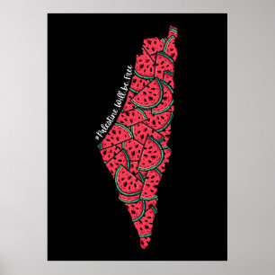 Poster Mapa Palestino cheio de Melancias Palestina livr
