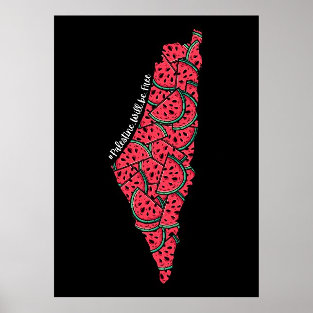 Poster Mapa Palestino cheio de Melancias | Palestina livr (Frente)
