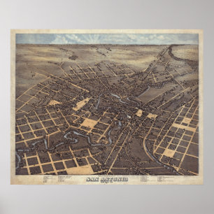Pôster Mapa panorâmico 1873 do olho do pássaro de San