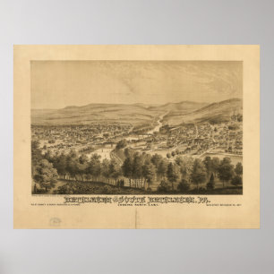 Poster Mapa panorâmico antigo de Bethlehem Pensilvânia