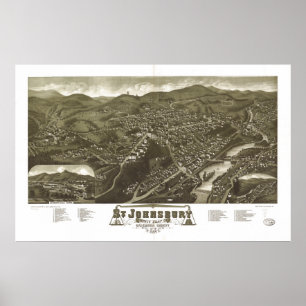 Pôster Mapa panorâmico antigo de Johnsbury Vermont 1884