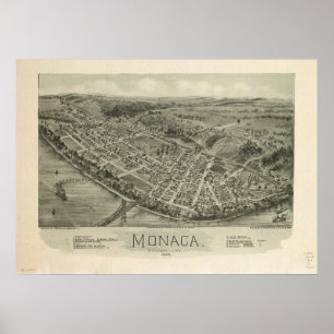 Poster Mapa panorâmico antigo de Monaca Pensilvânia 190
