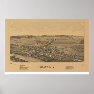 Pôster Mapa panorâmico antigo de New York 1890 do Polôn