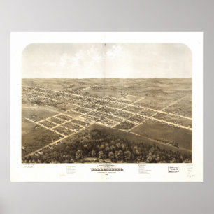 Pôster Mapa panorâmico antigo de Warrensburg Missouri