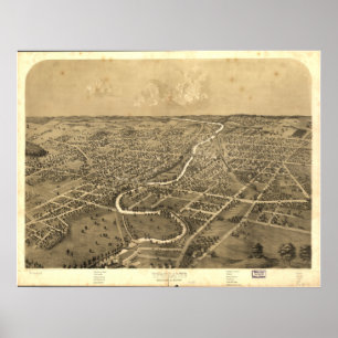 Pôster Mapa panorâmico antigo de Ypsilanti Michigan 1868