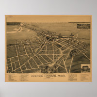 Mapa Panorâmico Antiquado de Benton Harbor Michiga